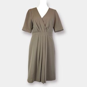 J. Crew Beige Matte Jersey Pleated Tan Dress Size 4